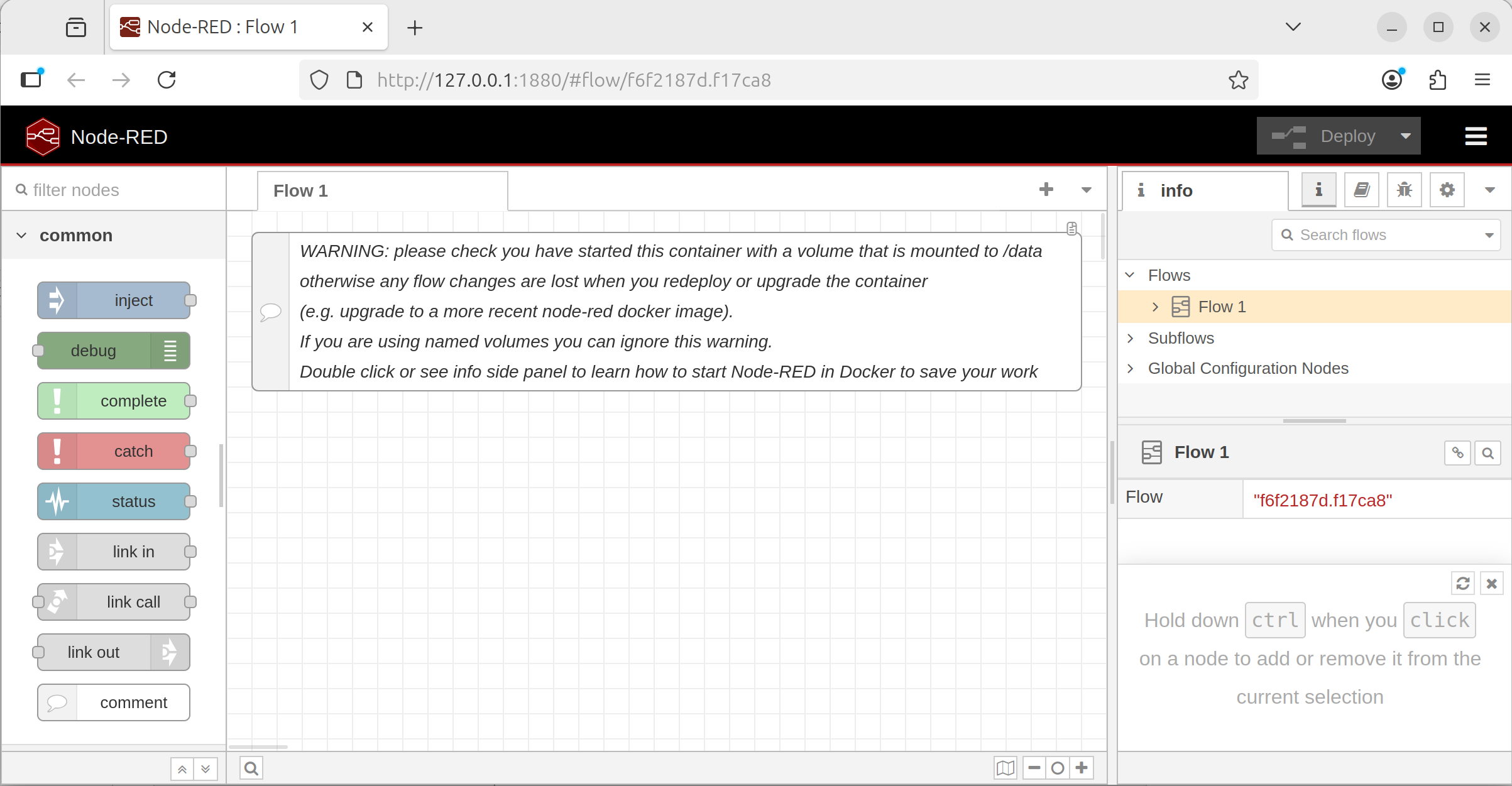Node-Red WebUI from Docker